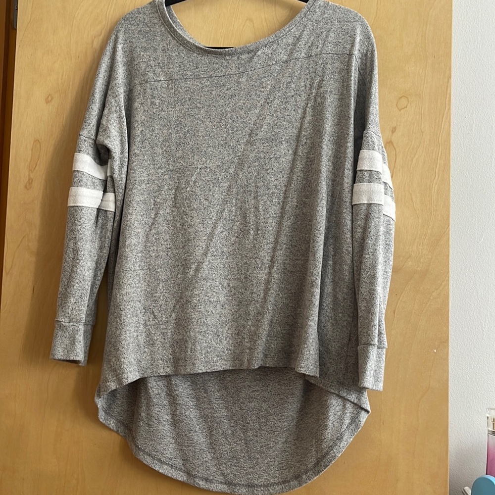 Gray sweater with white armband detail